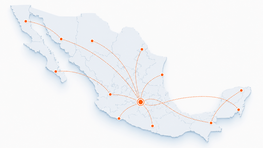 Mapa de cobertura de transporte de carga: Estado de México, CDMX y aduanas AICM y AIFA — Feremi Solutions